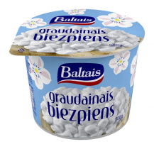 Baltais graudainais biezpiens ar saldo krējumu