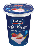 Baltais Saldā Krējuma jogurts ar zemenēm