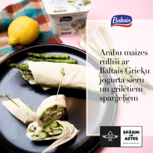 (Latviski) Arābu maizes rullīši ar Baltais grieķu sieru un grilētiem sparģeļiem